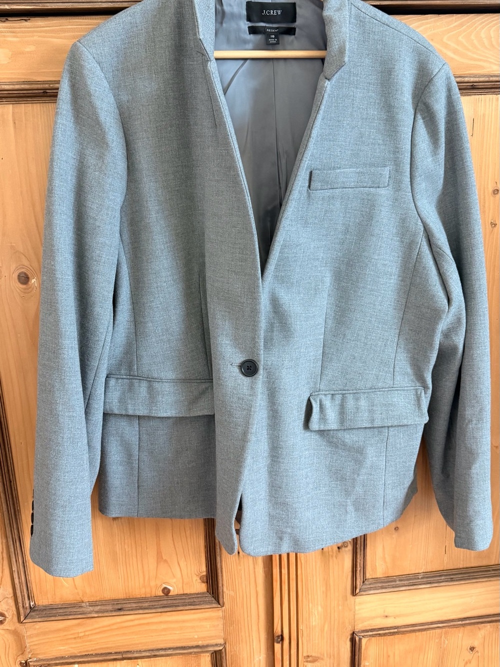 NWOT J. Crew Women's Regent Light Gray Notchless Single-Button Blazer